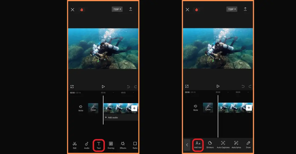 Tap text icon and add text