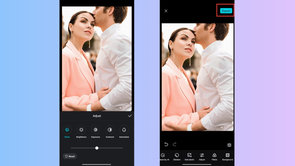Export and share photo